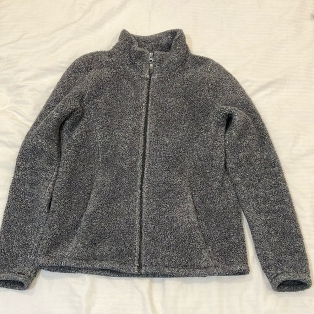 Womens small fuzzyfleecy Warm Gray Jacket sweater